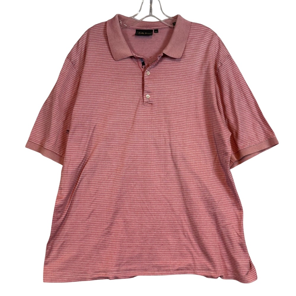Bobby Jones Collection Mens XL Red Check Short Sleeve Golf Polo Shirt Microcheck